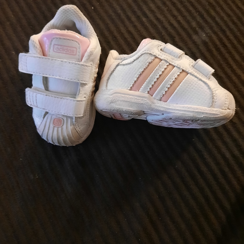 Pink & white baby Adidas sneakers